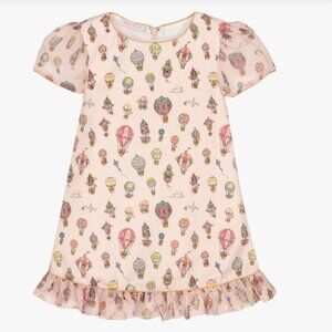 Atelier Choux Paris Girls Pink Velvet Hot Air Balloon Dress Size 2-3Y